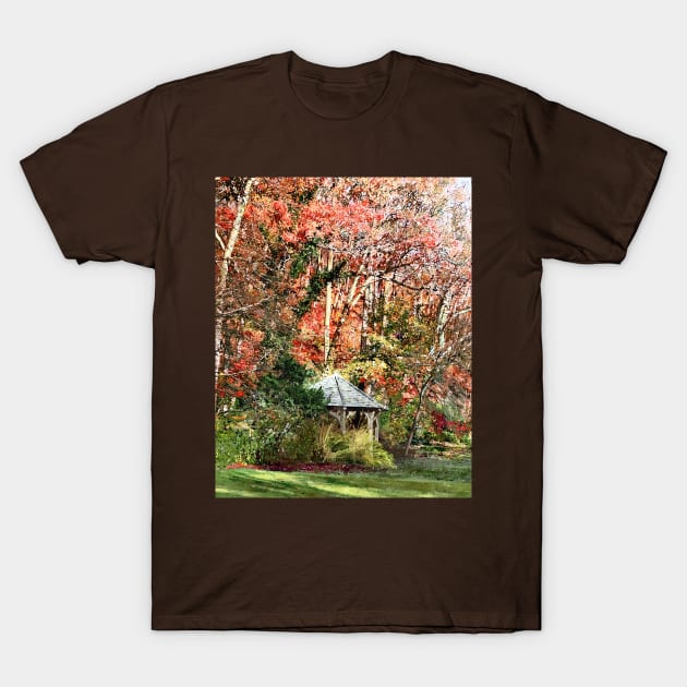 Gazebo in Autumn Garden T-Shirt by SusanSavad